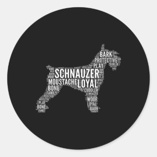 Adesivo Redondo Miniatura Schnauzer Word Cloud Schnauzer Proprietá
