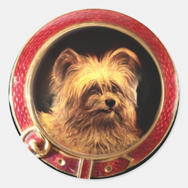 Adesivo Redondo MINIATURA VICTORIANA PORTRAITS Skye Terrier (Frente)