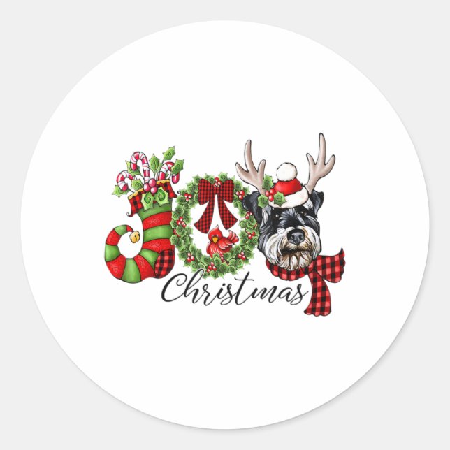 Adesivo Redondo Miniature Schnauzer Christmas Lights Santa Xmas Do (Frente)