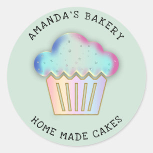 Adesivo Redondo Minigrafia do Hológrafo do Cupcake do Cakes Sweet