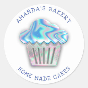 Adesivo Redondo Minigrafia do Hológrafo do Cupcake do Cakes Sweet