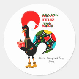 Adesivo Redondo Mínima Tipografia Saudações de Natal em Português