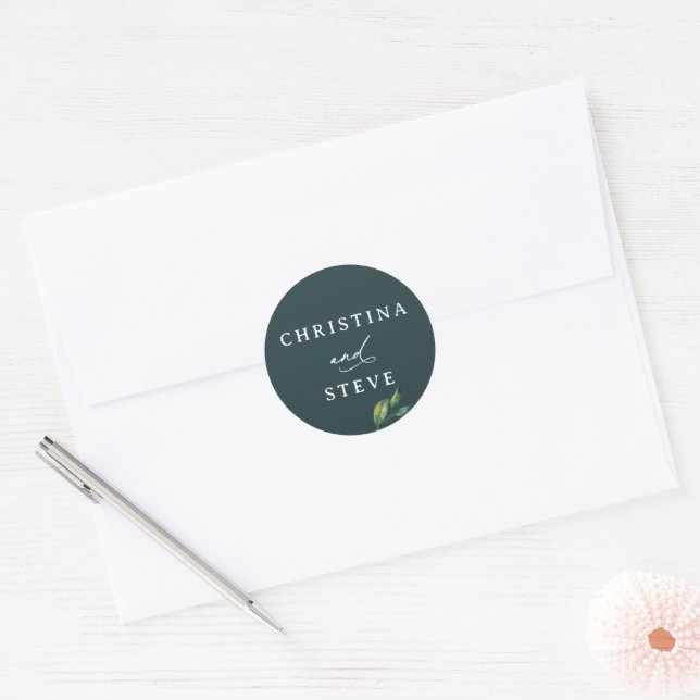 Adesivo Redondo Minimal and Chic Green Wedding (Envelope)