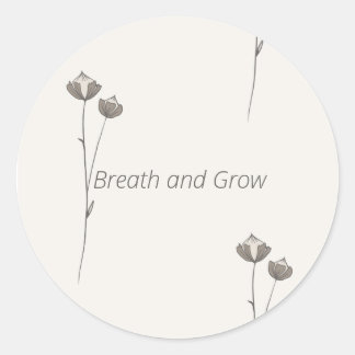 Adesivo Redondo Minimal Botanical Sticker - Breathe and Grow