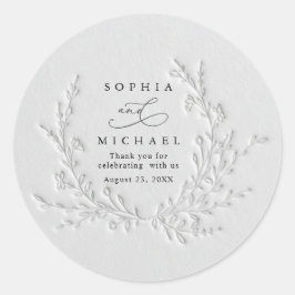 Adesivo Redondo Minimal Faux Blind Deboss Cotton Wedding Sticker