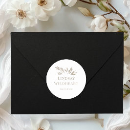 Adesivo Redondo Minimal Floral White Botanical 