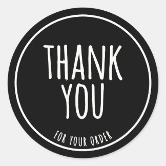 Adesivo Redondo Minimal Handmade Feel Sage Green Thank You Black