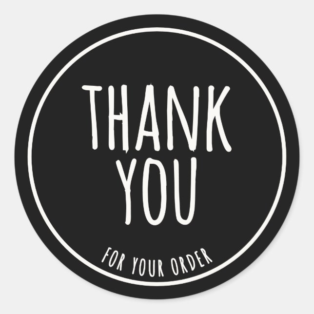 Adesivo Redondo Minimal Handmade Feel Sage Green Thank You Black (Frente)