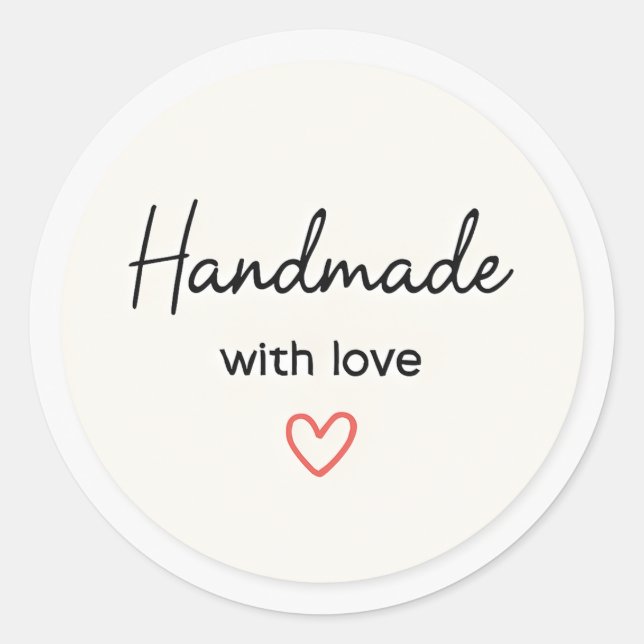 Adesivo Redondo Minimal handmade with love sticker (Frente)