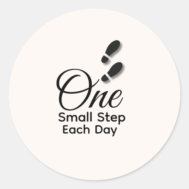 Adesivo Redondo Minimal Motivational Sticker – One Small Step Each (Frente)