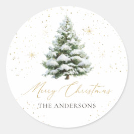 Adesivo Redondo Minimal Pine Tree Christmas Classic Round Sticker