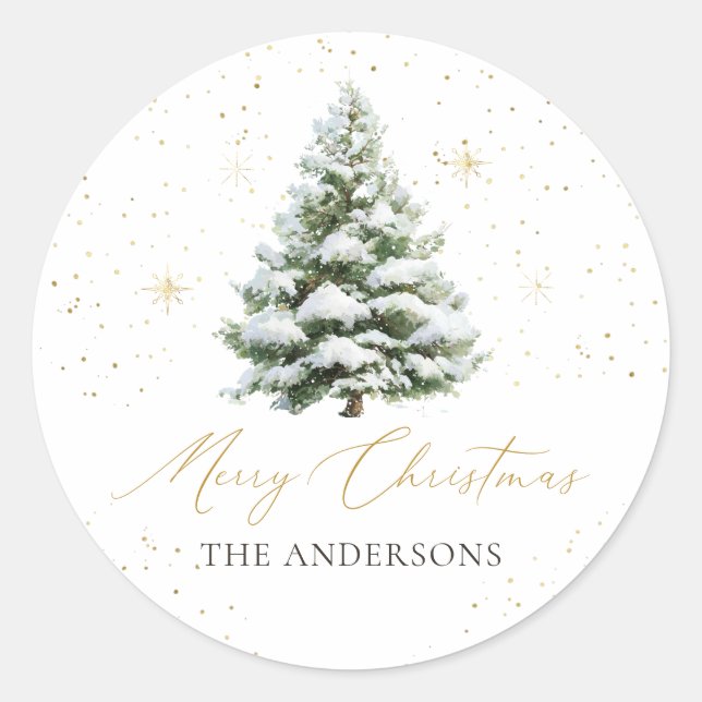 Adesivo Redondo Minimal Pine Tree Christmas Classic Round Sticker (Frente)