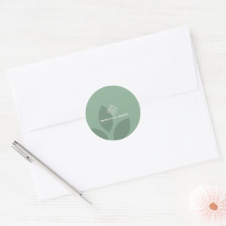 Adesivo Redondo Minimal Sage Green Leaf Health Logo Branded