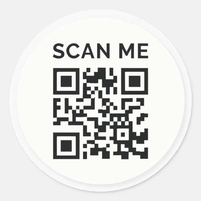 Adesivo Redondo Minimal scan me QR code sticker (Frente)