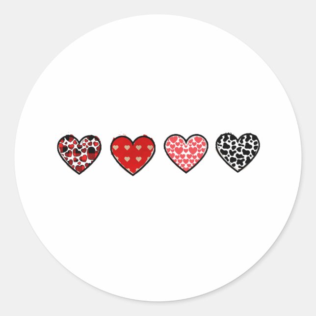 Adesivo Redondo minimal valentine hearts / “cute love pattern” (Frente)