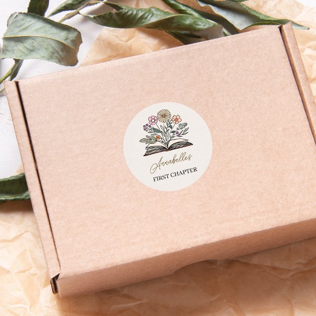 Adesivo Redondo Minimal Wildflower Whimsical Story Book Themed  (Criador carregado)