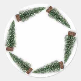 Adesivo Redondo Minimalismo Árvore de Natal Gift Green White Winte