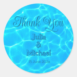 Adesivo Redondo Minimalismo de Reflexão da Água do Azure Turquoise