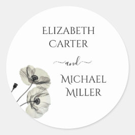 Adesivo Redondo Minimalismo Elegante Simples Poppies Pretos e Bran