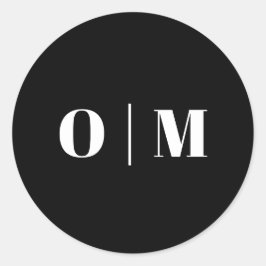 Adesivo Redondo Minimalist Black Wedding Initials. Modern Monogram