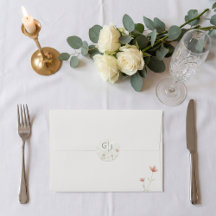 Minimalist Blush Pink Wildflower Wedding Envelope