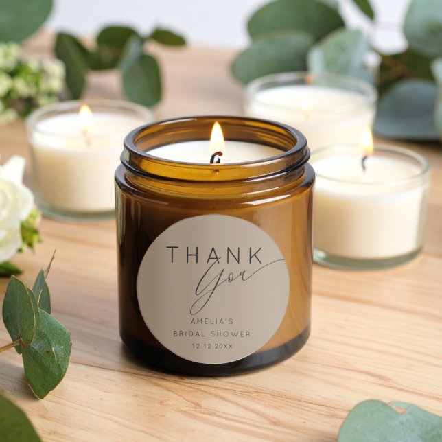 Adesivo Redondo Minimalist Brown Mocha Thank You Bridal Shower  (Criador carregado)