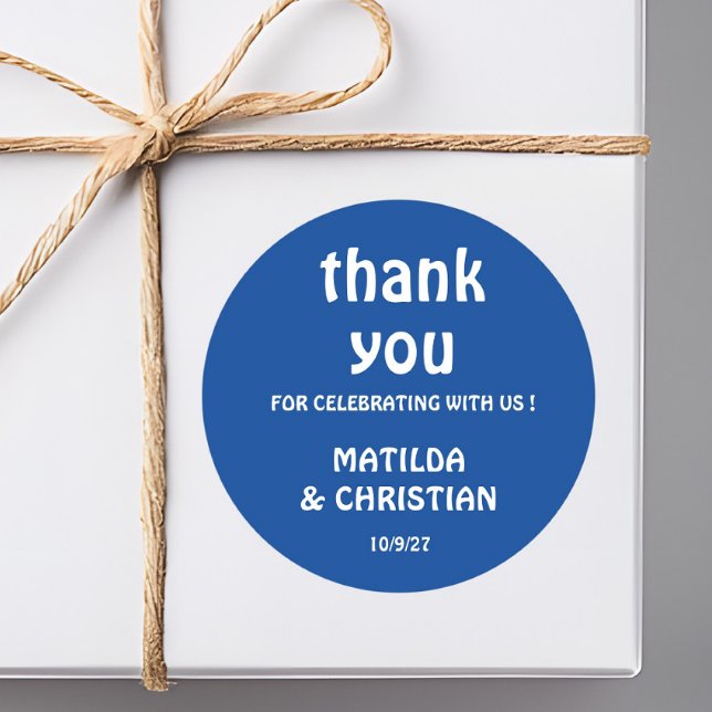 Adesivo Redondo Minimalist Deep Blue Wedding  (Criador carregado)