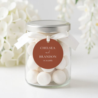 Adesivo Redondo Minimalist Elegant Boho Burnt Orange Wedding