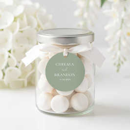 Adesivo Redondo Minimalist Elegant Boho Sage Green Wedding