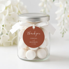 Adesivo Redondo Minimalist Elegant Terracotta Thank You Wedding