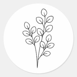 Adesivo Redondo Minimalist Eucalyptus Botanical Line Art