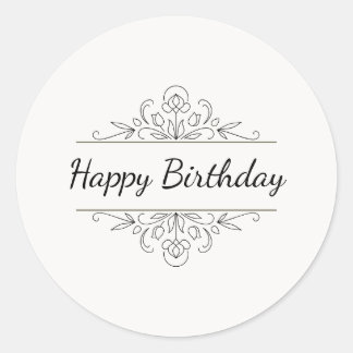 Adesivo Redondo Minimalist Happy Birthday Classic Round Sticker 