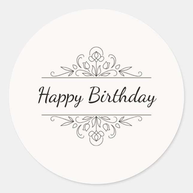 Adesivo Redondo Minimalist Happy Birthday Classic Round Sticker  (Frente)