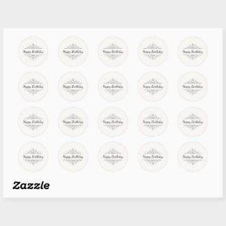 Adesivo Redondo Minimalist Happy Birthday Classic Round Sticker 