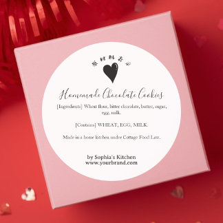 Adesivo Redondo Minimalist Heart Bakery Ingredient Product