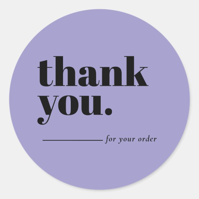 Adesivo Redondo Minimalist Lilac Business Customer Thank You (Frente)