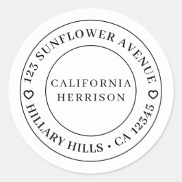 Adesivo Redondo Minimalist Modern Heart Border Design