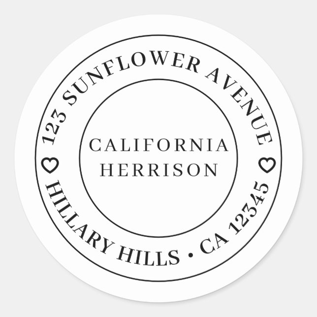 Adesivo Redondo Minimalist Modern Heart Border Design (Frente)