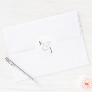 Adesivo Redondo Minimalist Modern Monogram Wedding Envelope Seal