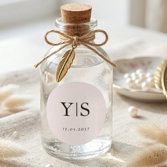 Adesivo Redondo Minimalist Monogram Wedding Personalized Initials  (Criador carregado)