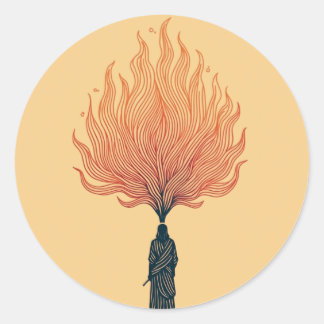 Adesivo Redondo Minimalist Moses and the Burning Bush Sticker