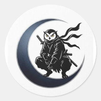 Adesivo Redondo Minimalist Ninja Owl Round Sticker
