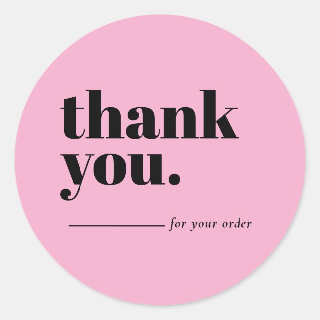 Adesivo Redondo Minimalist Pink Business Customer Thank You (Frente)
