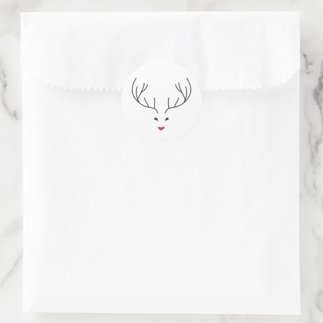 Adesivo Redondo minimalist reindeer face (Bolsa)