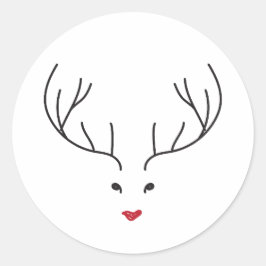 Adesivo Redondo minimalist reindeer face