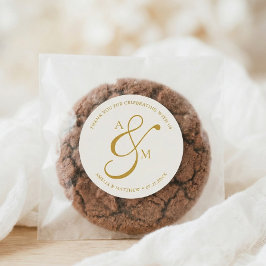 Adesivo Redondo Minimalist Script Monogram Wedding White