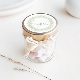 Adesivo Redondo Minimalist White Flowers Wreath Thank You Classic 