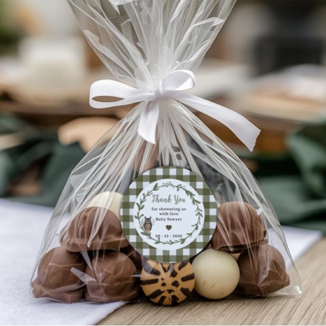 Adesivo Redondo Minimalist woodland baby shower Favor sticker (Criador carregado)