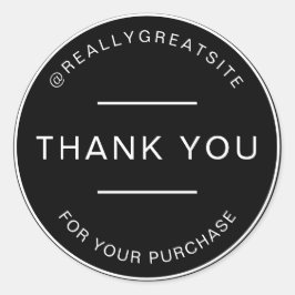 Adesivo Redondo Minimalista Estético Beige Obrigado Preto