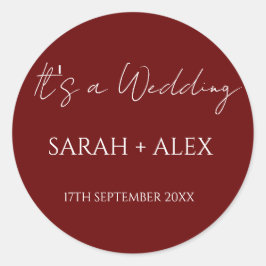 Adesivo Redondo Minimalista Maroon Wedktail Napkins